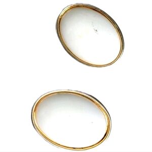 Vintage Gold Tone White Oval Clip On Statement Earrings Stocking Stuffer